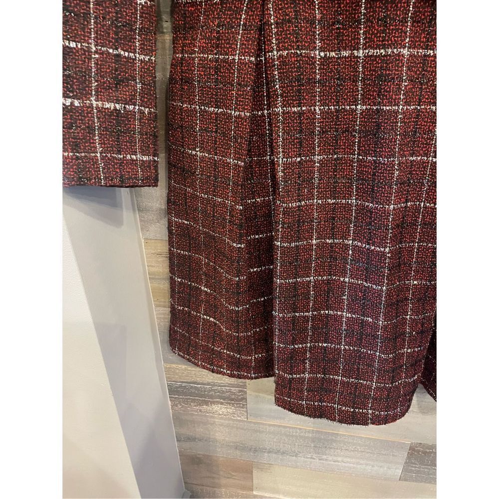 Julia Jordan 12 Jackie O inspired lined metallic red black plaid tweed dress w/s - Picture 7 of 10